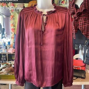 Current Air Burgundy Tie-Neck Blouse